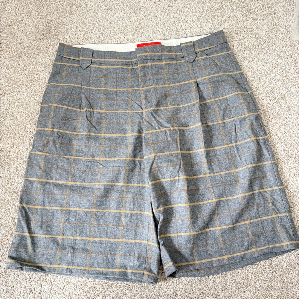 Cartonnier Blue and Gold Plaid Women's Shorts